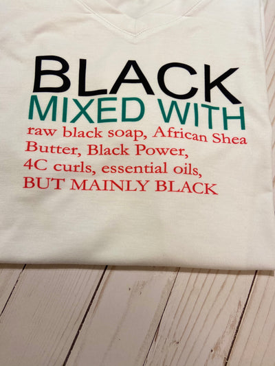 Black Mixed With Vneck shirt - Fancy Cosas